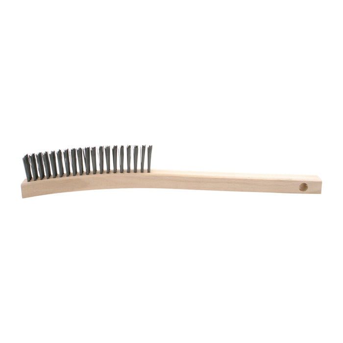 B40 Curved Handle Scratch Brush, Carbon Steel, 3X19, 1.125" Trim, 13.75" OAL (Pack of 12)