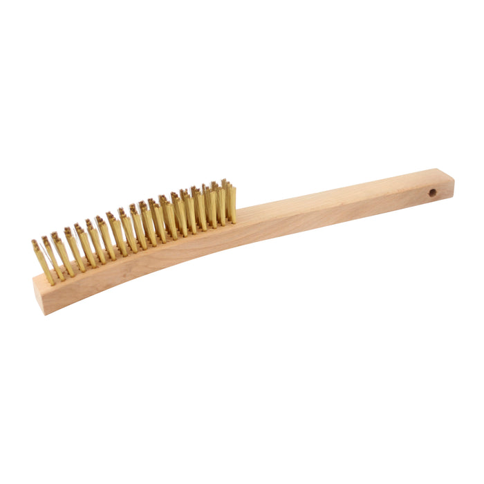 B49B Curved Handle Scratch Brush, .006 Brass, 4X19, 1.125" Trim, 13.75" OAL (Pack of 12)