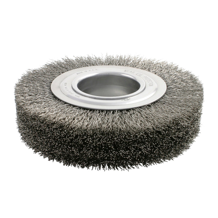 BRM BDH8S14, 8" Dia. Crimped Wire Wheel Brush, .014 SS, 2" Arbor Hole, 1.500" Trim,1.375" Face Width