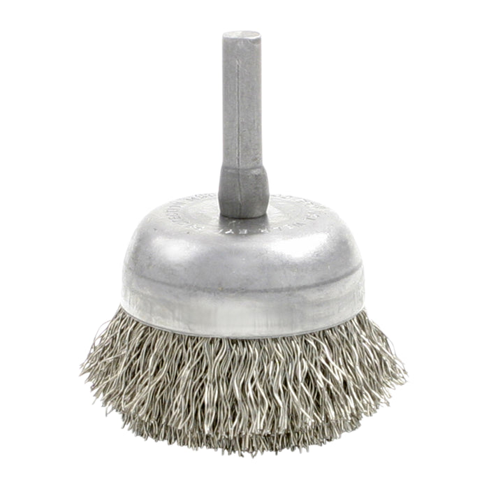 BRM BNH1610 Small Diameter Cup Brush, 1.750" Dia., .010CS, .750" Trim Length, .250" Shank Diameter