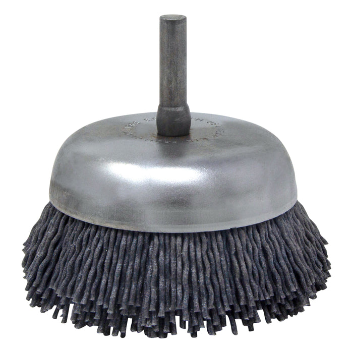 BRM BNH26AY120SC 2.750" Small Dia. Cup Brush, 120 Grit Silicon Carbide, .250" Shank Dia., .750" Trim