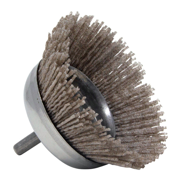 BRM BNH26AY80AO 2.750" Small Dia. Cup Brush, 80 Grit Aluminum Oxide, .250" Shank Dia., .750" Trim
