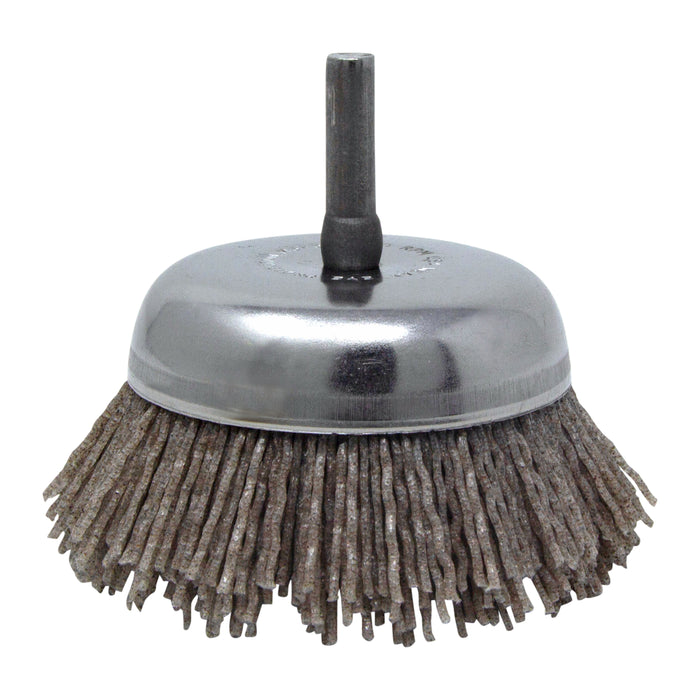 BRM BNH26AY80AO 2.750" Small Dia. Cup Brush, 80 Grit Aluminum Oxide, .250" Shank Dia., .750" Trim