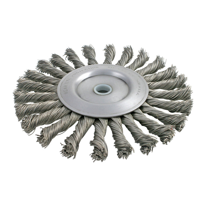 BRM BTC630, 6" Knotted Wire Wheel, .030 CS, 5/8-1/2"Arbor Hole, 1.437" Trim, .437" Face Width