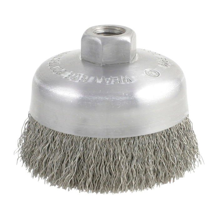 BRM BUC314 Wire Cup Brush 3" diameter, 1" Trim Length, 5/8-11 Arbor Hole, .014 Hi-Temp Carbon Steel