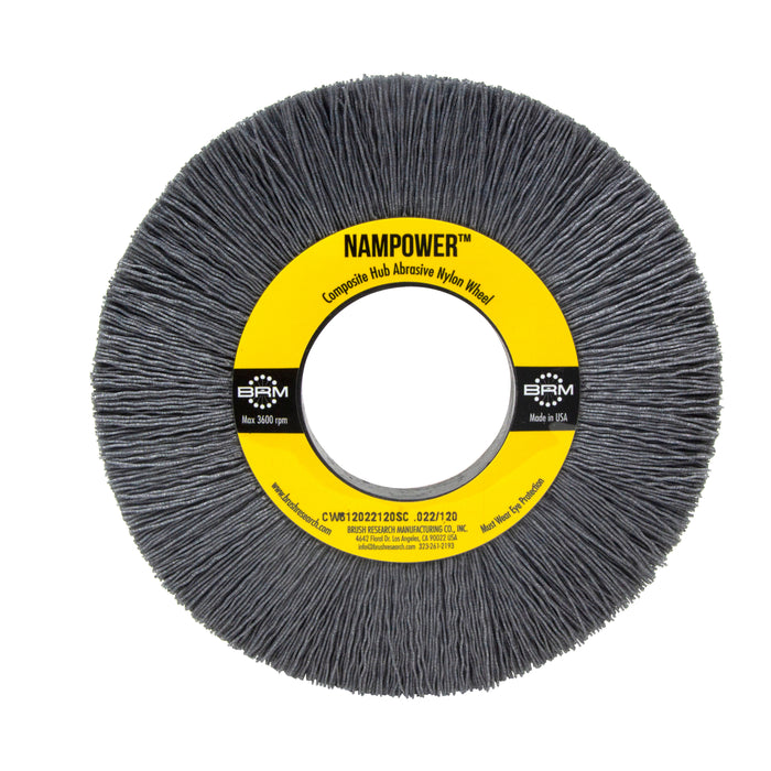 BRM CW612040120SC NAMPOWER Abrasive Wheel Brush, 6" Diameter, 120SC, 2" Arbor Hole, 1.5" Trim Length