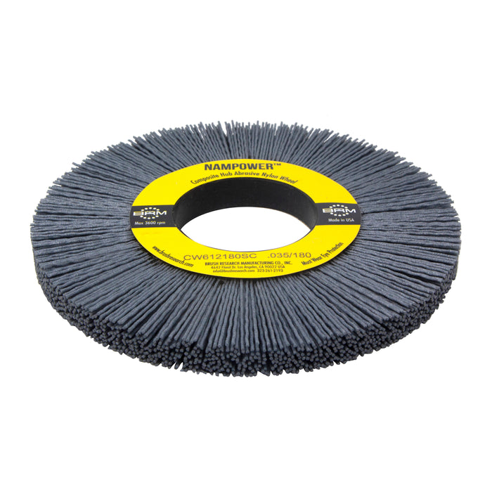 BRM CW612180SC NAMPOWER Abrasive Wheel Brush, 6" Diameter, 180SC, 2" Arbor Hole, 1.5" Trim Length