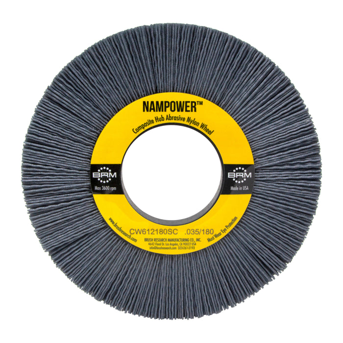 BRM CW612180SC NAMPOWER Abrasive Wheel Brush, 6" Diameter, 180SC, 2" Arbor Hole, 1.5" Trim Length