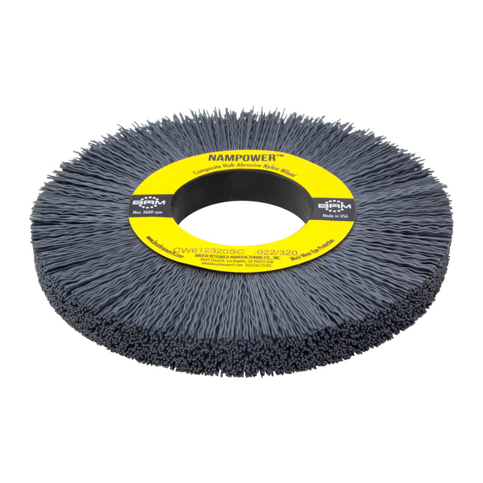 BRM CW612320SC NAMPOWER Abrasive Wheel Brush, 6" Diameter, 320SC, 2" Arbor Hole, 1.5" Trim Length