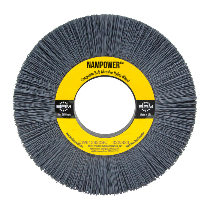 BRM CW612320SC NAMPOWER Abrasive Wheel Brush, 6" Diameter, 320SC, 2" Arbor Hole, 1.5" Trim Length