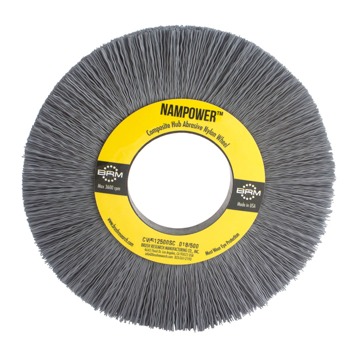 BRM CW612500SC NAMPOWER Abrasive Wheel Brush, 6" Diameter, 500SC, 2" Arbor Hole, 1.5" Trim Length