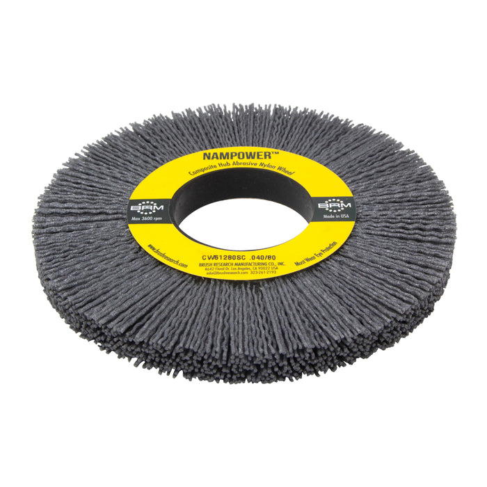 BRM CW61280SC NAMPOWER Abrasive Wheel Brush, 6" Diameter, 80SC, 2" Arbor Hole, 1.5" Trim Length
