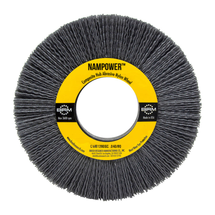 BRM CW61280SC NAMPOWER Abrasive Wheel Brush, 6" Diameter, 80SC, 2" Arbor Hole, 1.5" Trim Length