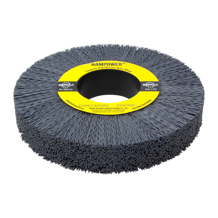 BRM CW61320SC NAMPOWER Abrasive Wheel Brush, 6" Diameter, 320SC, 2" Arbor Hole, 1.5" Trim Length
