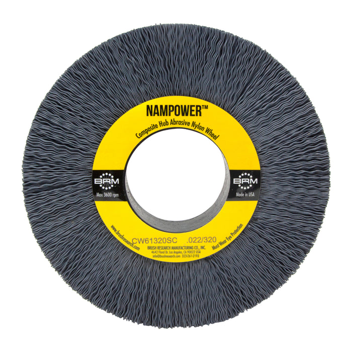 BRM CW61320SC NAMPOWER Abrasive Wheel Brush, 6" Diameter, 320SC, 2" Arbor Hole, 1.5" Trim Length