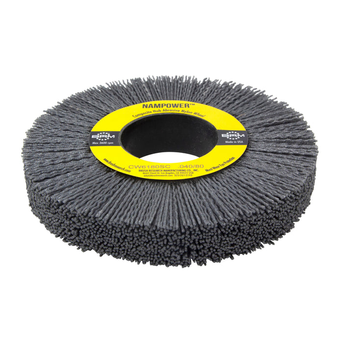 BRM CW6180SC NAMPOWER Abrasive Wheel Brush, 6" Diameter, 80SC, 2" Arbor Hole, 1.5" Trim Length
