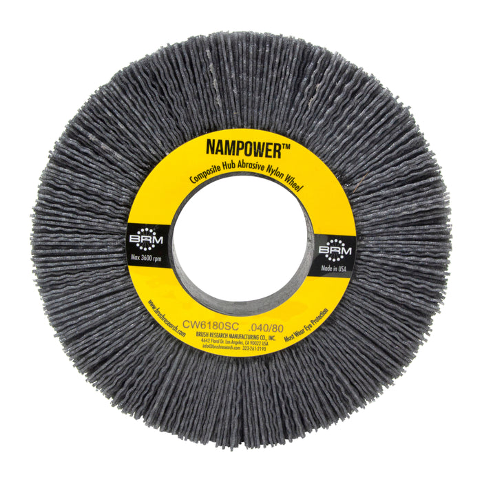 BRM CW6180SC NAMPOWER Abrasive Wheel Brush, 6" Diameter, 80SC, 2" Arbor Hole, 1.5" Trim Length