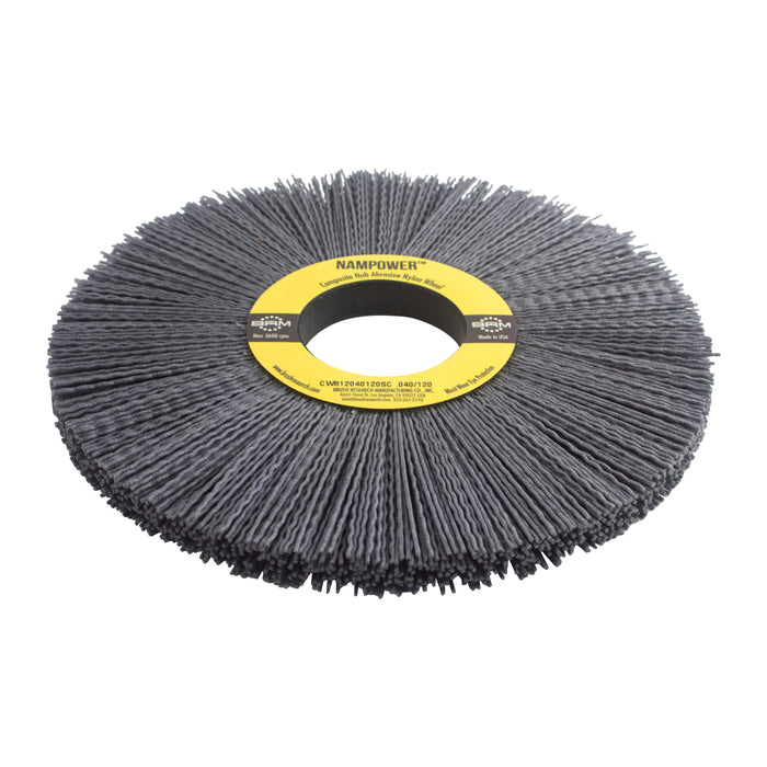 BRM CW81040120SC NAMPOWER Abrasive Wheel Brush, 8" Diameter, 120SC, 2" Arbor Hole, 2.5" Trim Length