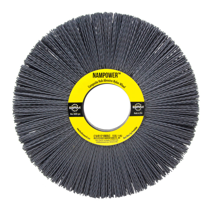BRM CW812180SC NAMPOWER Abrasive Wheel Brush, 8" Diameter, 180SC, 2" Arbor Hole, 2.5" Trim Length