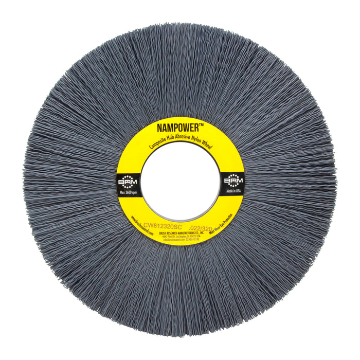 BRM CW812320SC NAMPOWER Abrasive Wheel Brush, 8" Diameter, 320SC, 2" Arbor Hole, 2.5" Trim Length