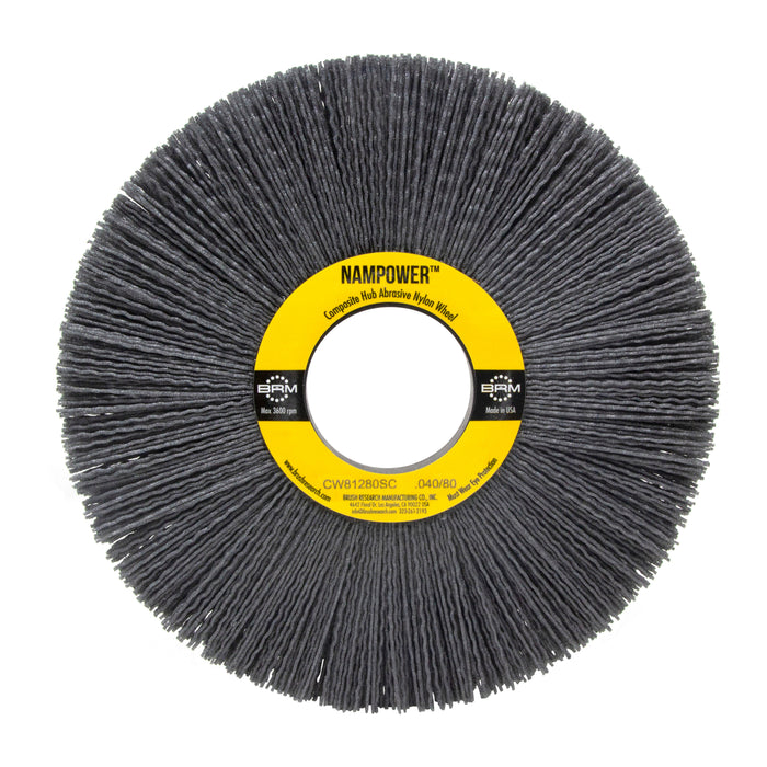 BRM CW81280SC NAMPOWER Abrasive Wheel Brush, 8" Diameter, 80SC, 2" Arbor Hole, 2.5" Trim Length