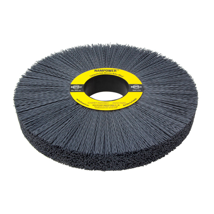 BRM CW81320SC NAMPOWER Abrasive Wheel Brush, 8" Diameter, 320SC, 2" Arbor Hole, 2.5" Trim Length