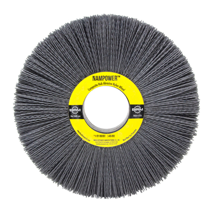 BRM CW8180SC NAMPOWER Abrasive Wheel Brush, 8" Diameter, 80SC, 2" Arbor Hole, 2.5" Trim Length