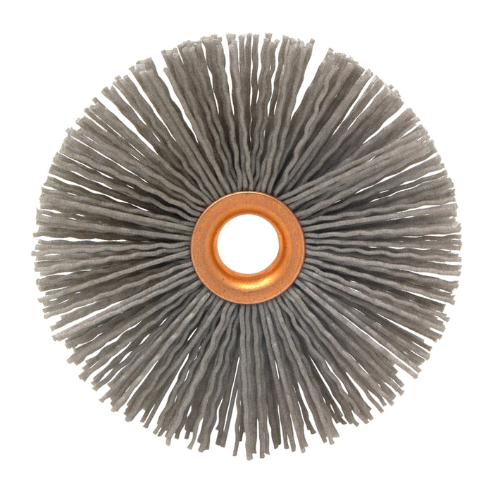 BRM CY380AO Abrasive Nylon Copper Center Wheel, 3" Dia., 80AO, .500" Arbor Hole, 1.000" Trim
