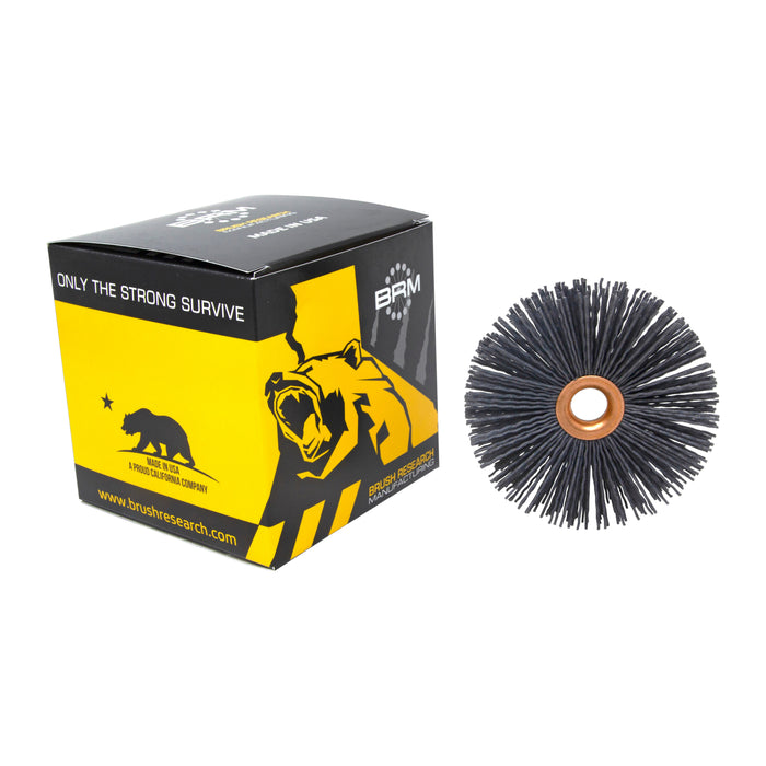 BRM CY4180SC Abrasive Nylon Copper Center Wheel, 4" Dia., 180SC, .500" Arbor Hole, 1.437" Trim