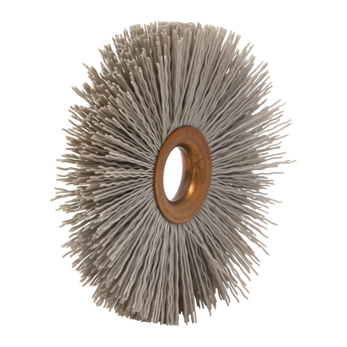 BRM CY312500AOF Abrasive Nylon Copper Center Wheel, 3.5" Dia., 500AO, .625" Arbor Hole, 1.187" Trim