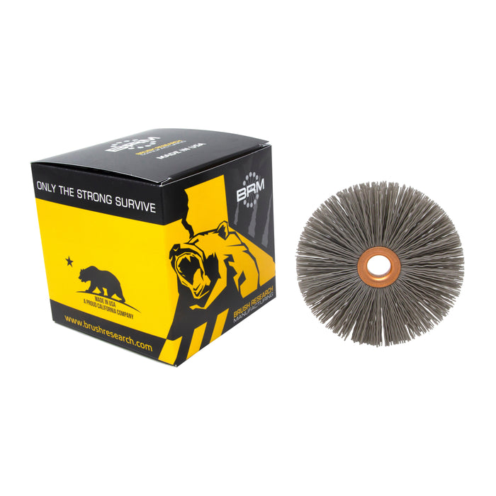 BRM CY4320AO Abrasive Nylon Copper Center Wheel, 4" Dia., 320AO, .500" Arbor Hole, 1.437" Trim