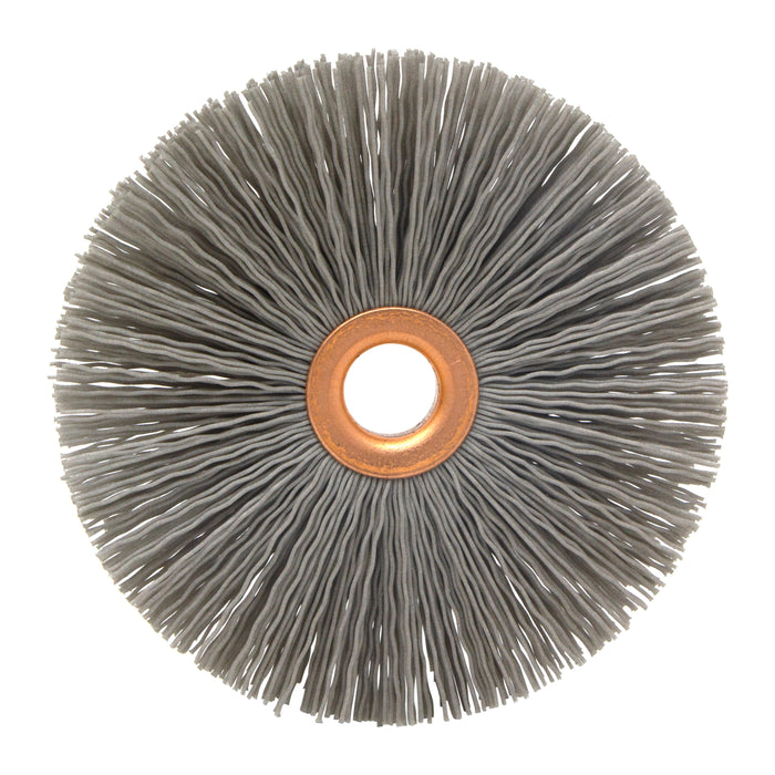 BRM CY4320AO Abrasive Nylon Copper Center Wheel, 4" Dia., 320AO, .500" Arbor Hole, 1.437" Trim
