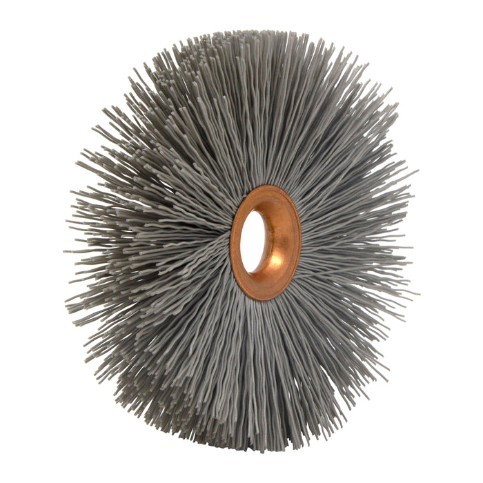 BRM CY4500AOF Abrasive Nylon Copper Center Wheel, 4" Dia., 500AO, .625" Arbor Hole, 1.437" Trim