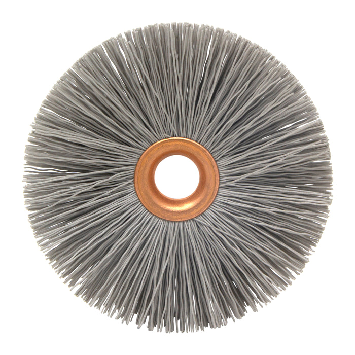 BRM CY4500AOF Abrasive Nylon Copper Center Wheel, 4" Dia., 500AO, .625" Arbor Hole, 1.437" Trim