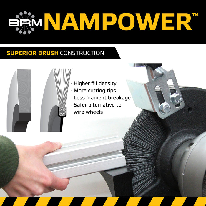 BRM CW812320SC NAMPOWER Abrasive Wheel Brush, 8" Diameter, 320SC, 2" Arbor Hole, 2.5" Trim Length