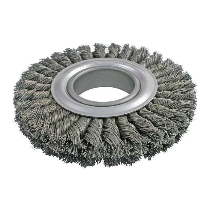 BRM TW812 8" Dia. Knotted Wheel Brush, .0118 CS, 2" Arbor Hole, 1.750" Trim, 1.125" Face Width
